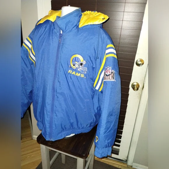 LA Los Angeles Rams NFL Pro player Hooded Jacket Coat Vintage 90’s Size XL. - Picture 3 of 7